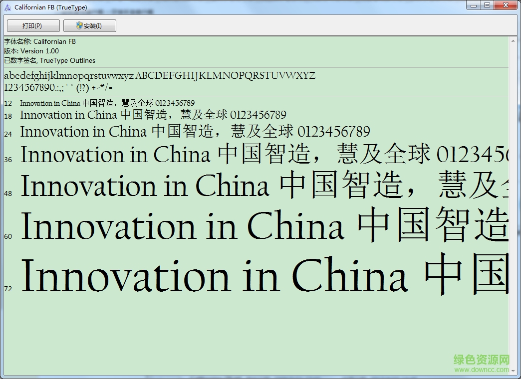 CalifornianFB字體  0