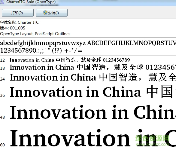 Charter英文字體  0