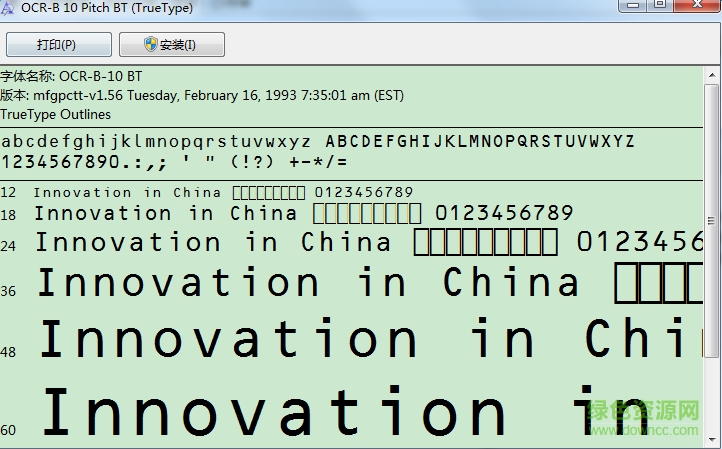 ocr b 10 bt數(shù)字字體  0