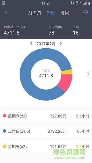 開心加班管家(個(gè)人手機(jī)記工軟件) v3.3.0 官方安卓版 0