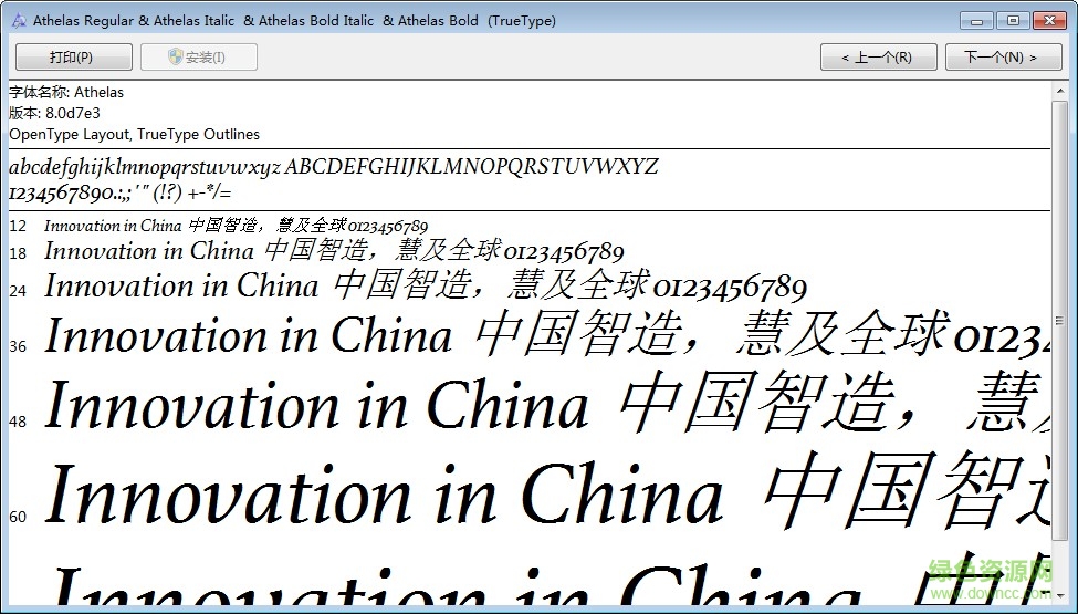 athelas italic字體  0