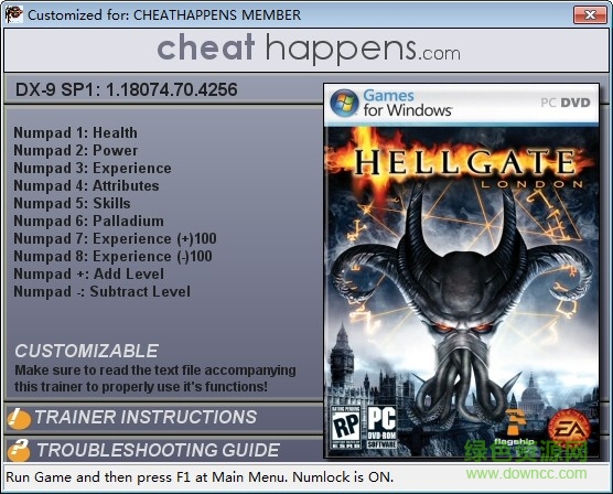 暗黑之門倫敦十項(xiàng)修改器 +10 綠色版 0