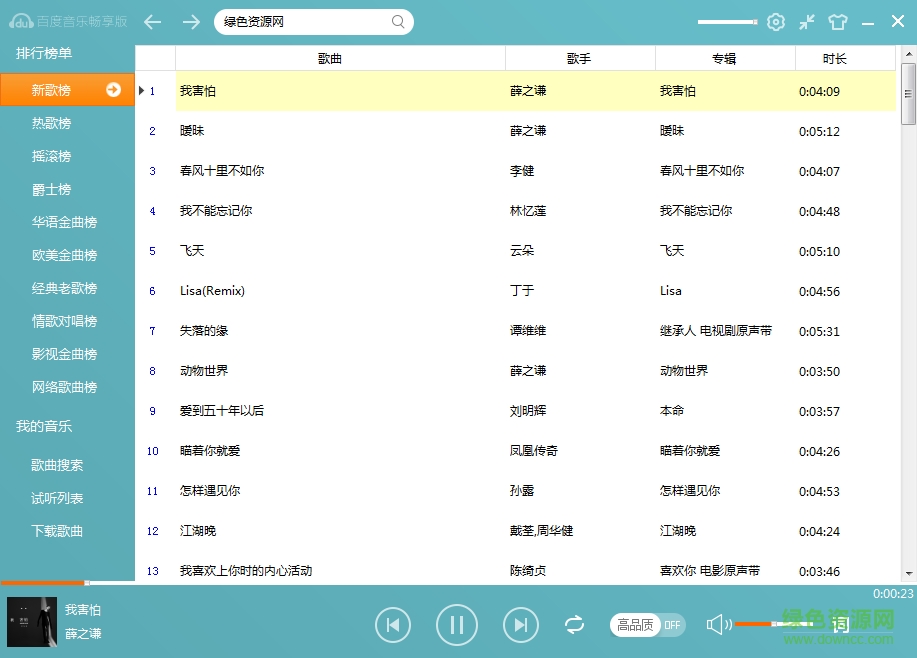 百度音樂(lè)暢享版(網(wǎng)友自制) v1.0 綠色版 0