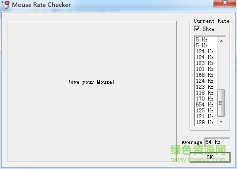 mouse rate checker中文版(鼠標(biāo)接口傳輸率檢測(cè)工具) v1.1 免費(fèi)版 0