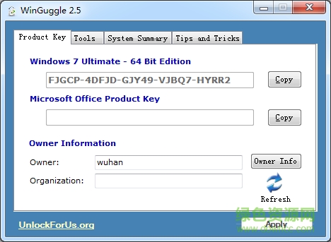WinGuggle(查看vista和office的產(chǎn)品密鑰) v2.5 免費(fèi)版 0