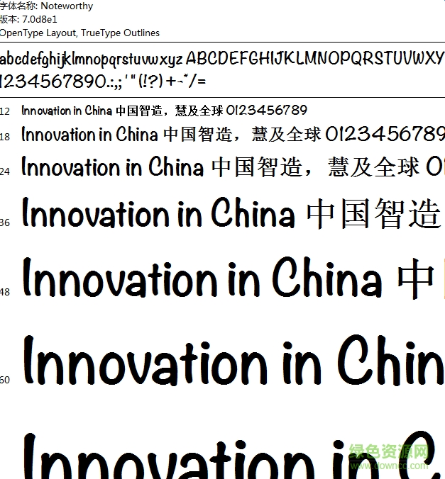 noteworthy英文字體  0