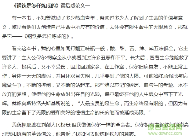 鋼鐵是怎樣煉成的讀后感大全 doc/txt 0