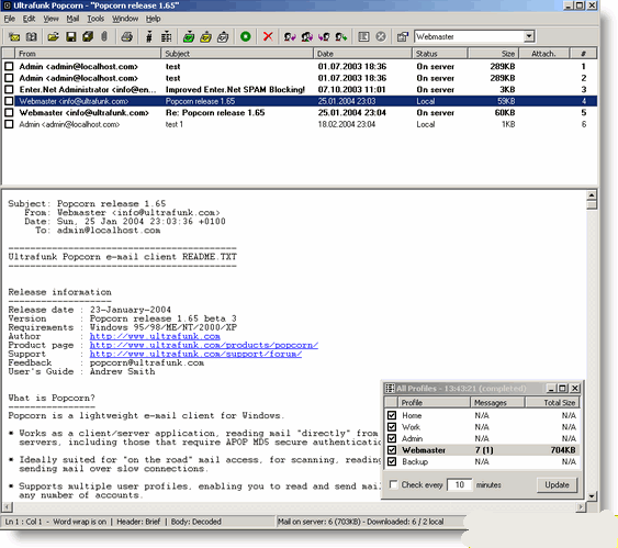 Popcorn(免費郵件處理工具) v1.95綠色英文免費版 0