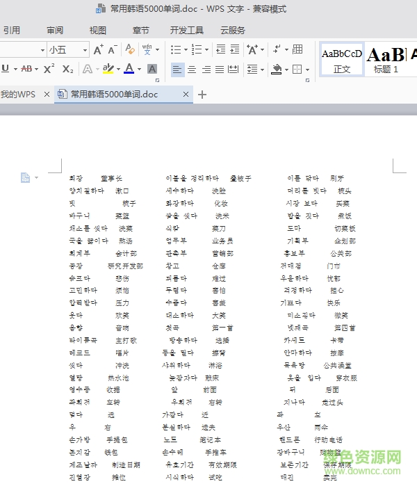 常用韓語單詞5000 word電子版 0