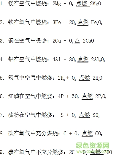 初中化學(xué)方程式匯總 完整版 0