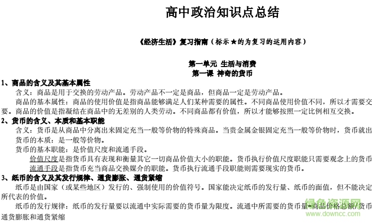 高中政治知识点总结pdf 完整免费版0