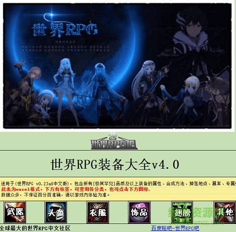 世界rpg裝備大全4.0  0