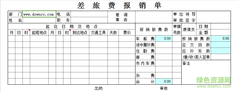 差旅費(fèi)報(bào)銷單模板 excel/word版 0