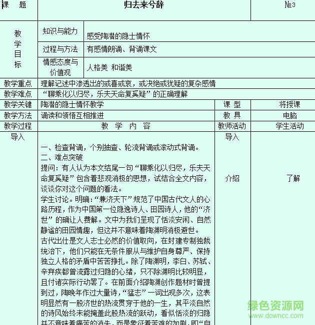 歸去來(lái)兮辭教案 免費(fèi)最新版 0