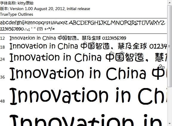 hello kitty原始字體 中文版 0