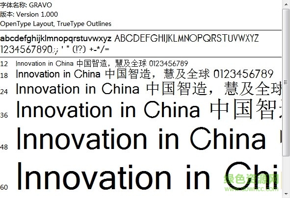 gravo英文字體  0