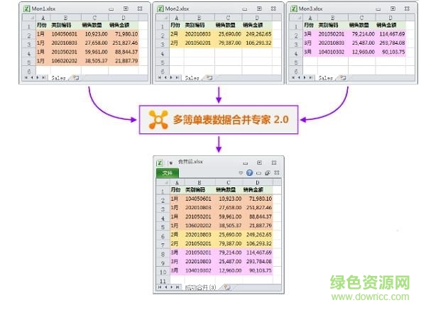 多簿单表数据合并专家
