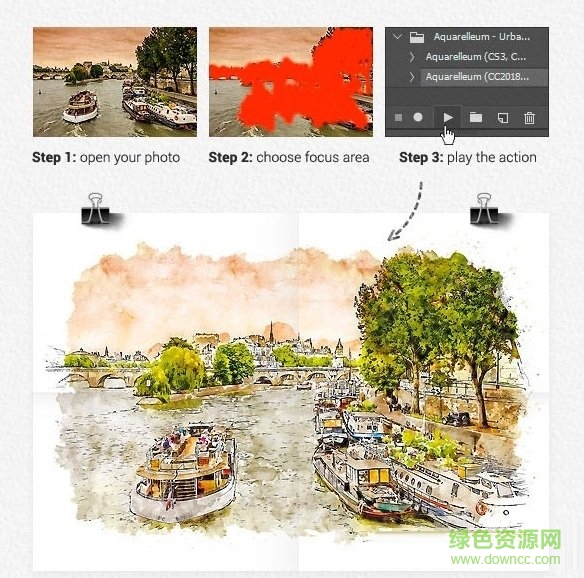 ps城市草圖水彩畫效果動(dòng)作