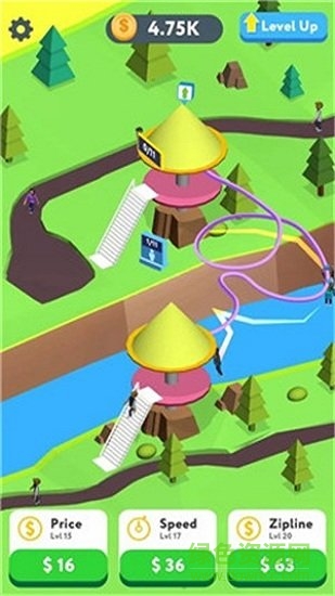 滑索放置3D中文版(Zipline Idle 3D) v0.3 安卓版 0
