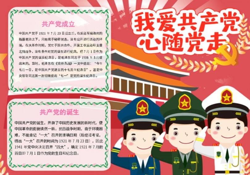 建黨100周年優(yōu)秀手抄報模板 最新版 0