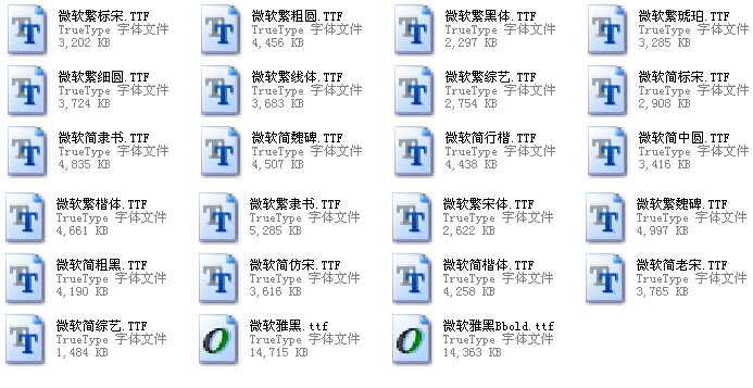 微軟中文字體 微軟字體打包免費(fèi)下載