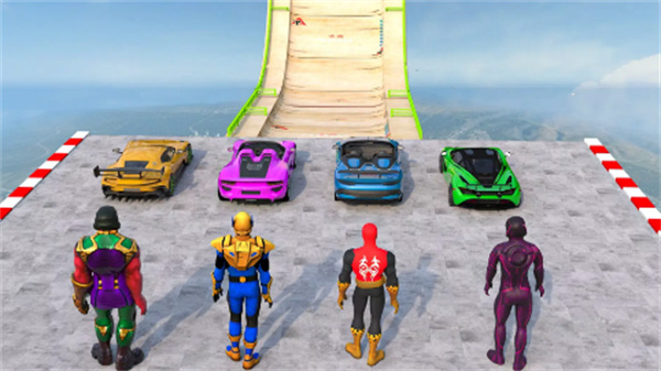 超级英雄汽车特技巨型坡道 v83