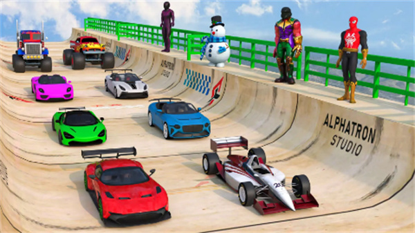 超级英雄汽车特技巨型坡道 v82